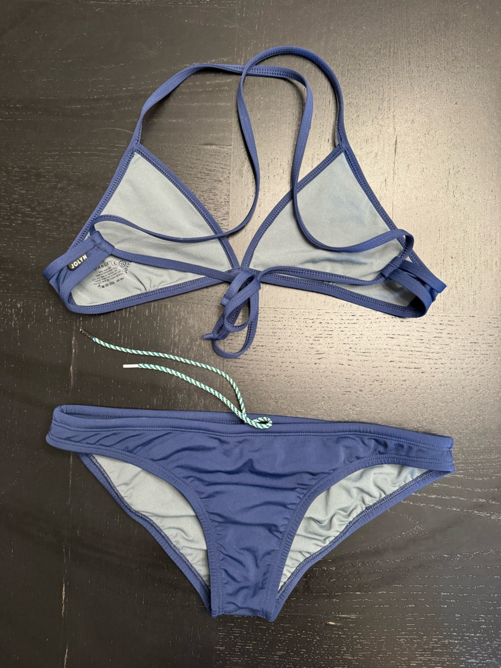 Jolyn Clothing Deep Blue Triangle Bikini Set
